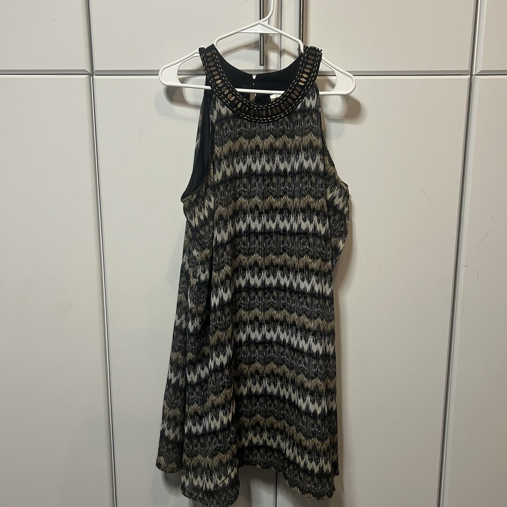 Rock 47 by Wrangler Womens XL Chevron Ikat Halter Dress Studded Neck LWD642M